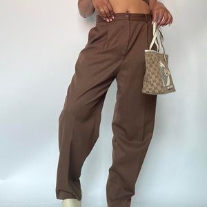 Vintage Chocolate Brown Pleated Trousers